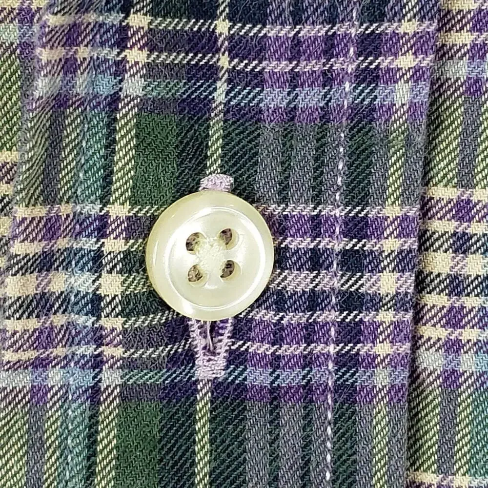 Polo Ralph Lauren Shirt Oxford Button Down Purple Green Plaid LS Size Large L ?